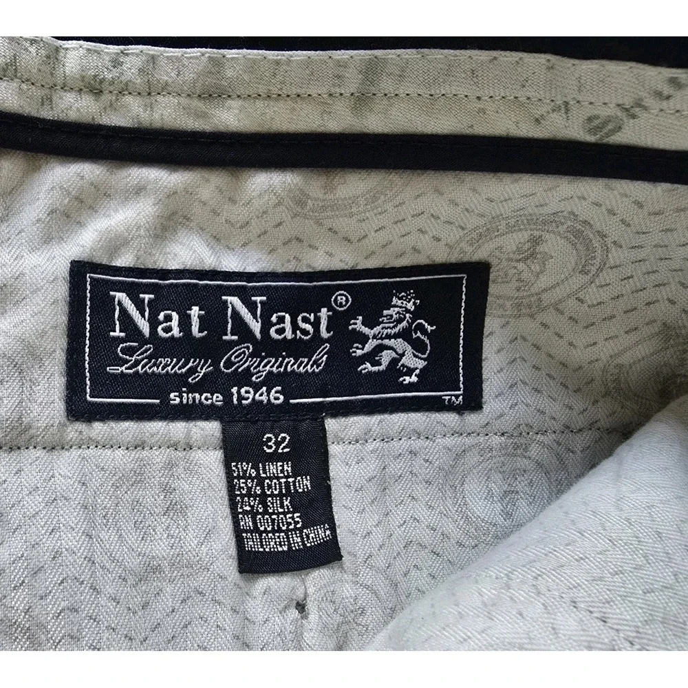 Nat Nast Mens Linen Blend Shorts Size 32 Gray